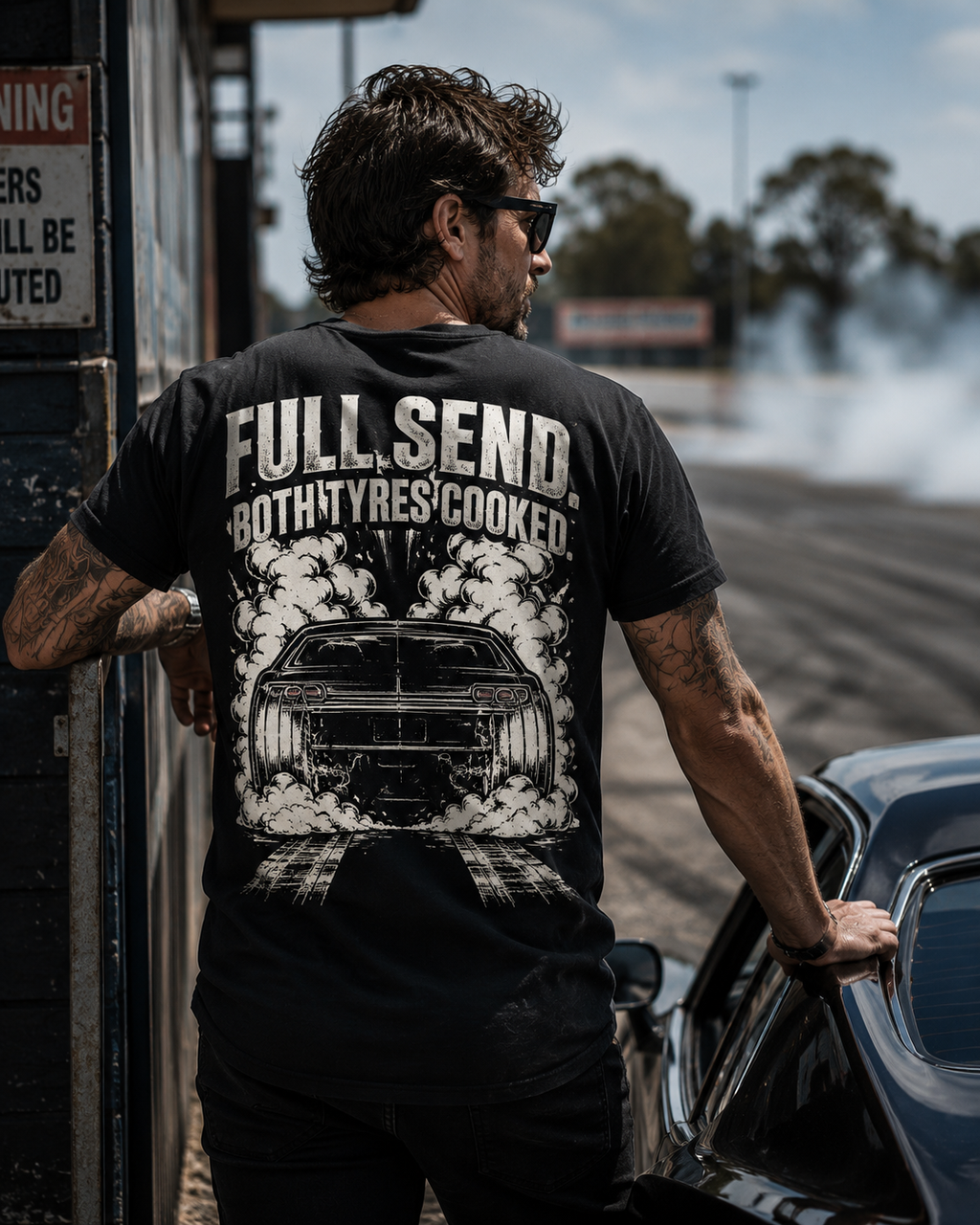 Full send. both tyres cooked tee