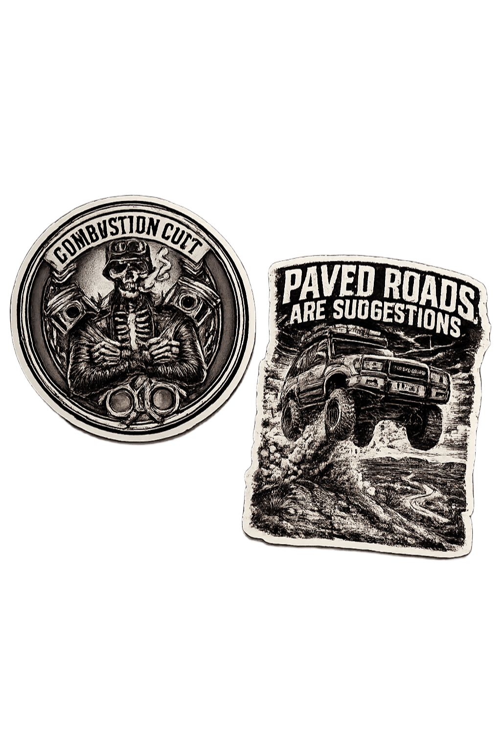 Combustion Cult Skull & Pistons Premium Vinyl Sticker