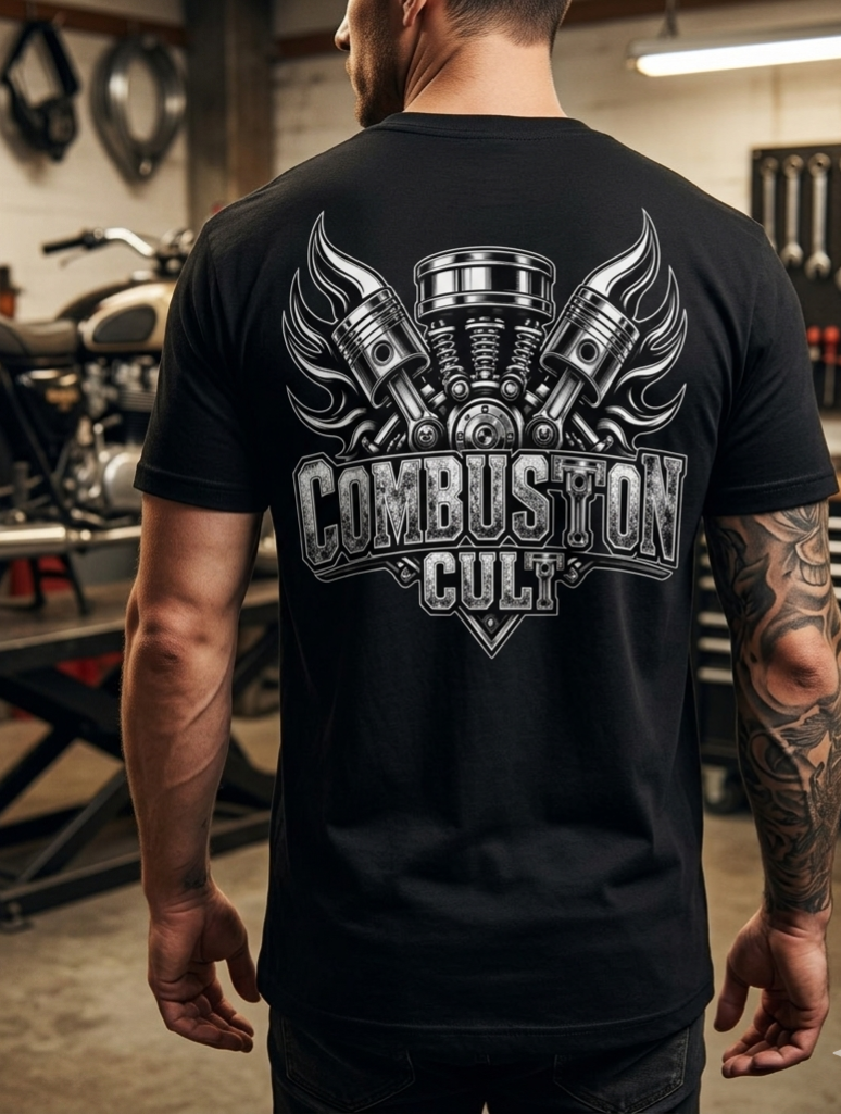 Combustion cult piston logo tee