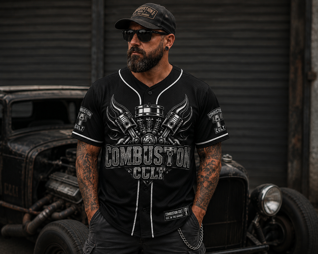 Combustion Cult V-Twin Pistons Baseball Jersey