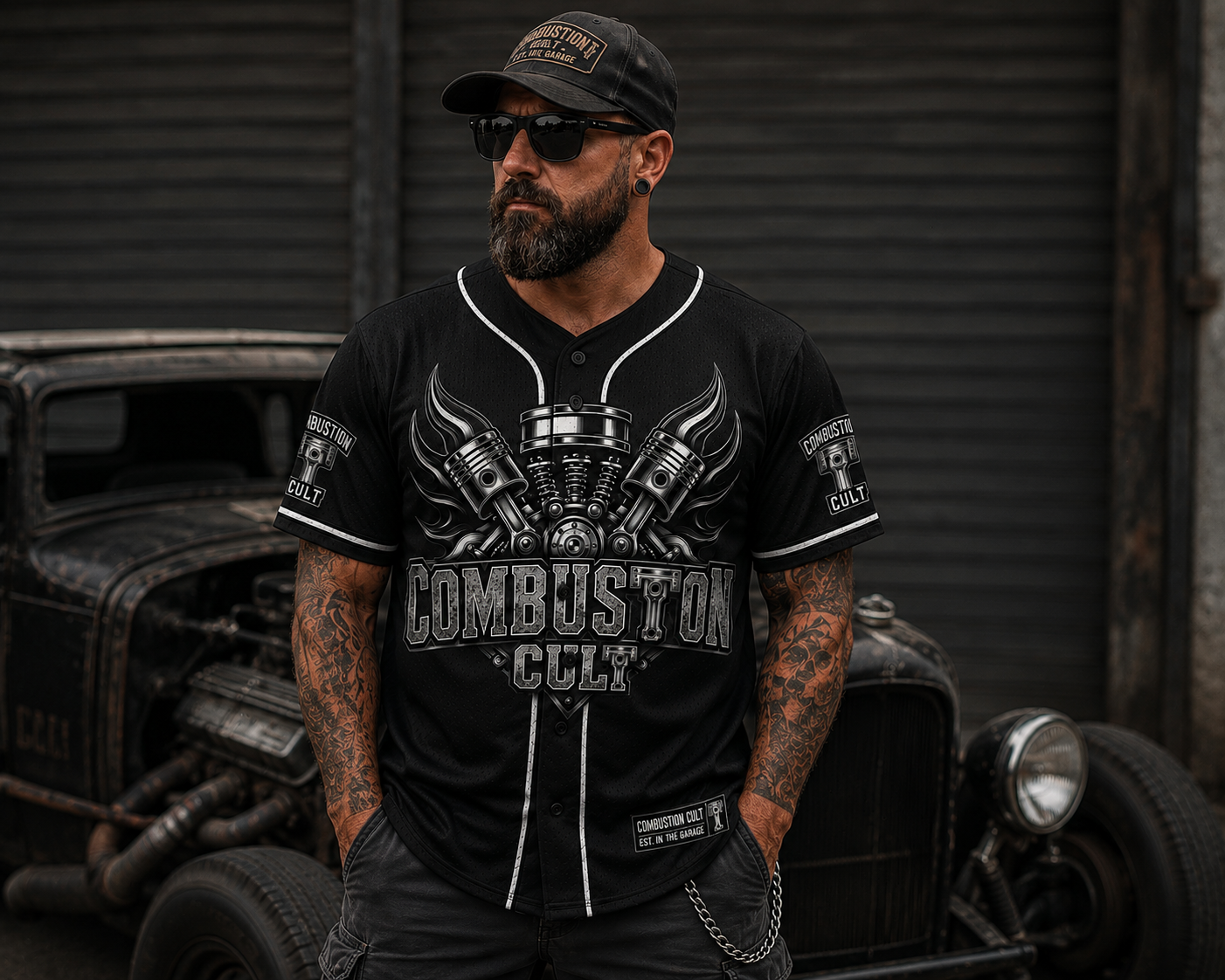 Combustion Cult V-Twin Pistons Baseball Jersey