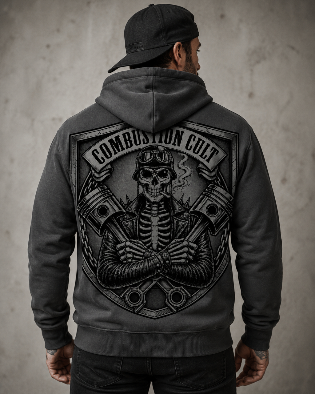Combustion Cult Skull & Pistons Premium Hoodie