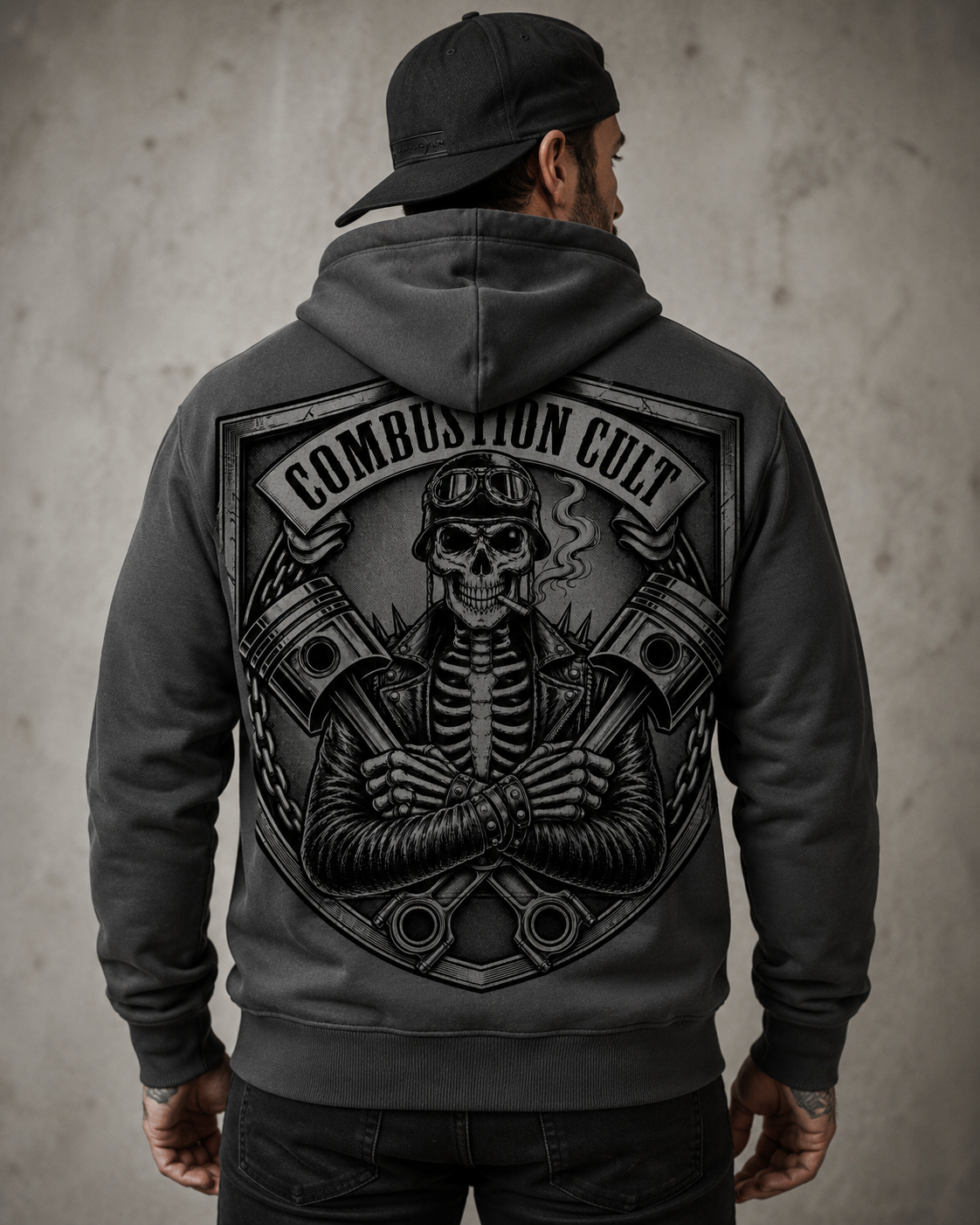 Combustion Cult Skull & Pistons Premium Hoodie